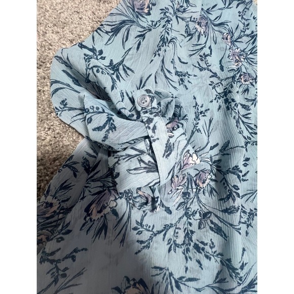 KUT from the Kloth Floral Print Blouse Long Sleeve Blue Size M - Picture 5 of 5